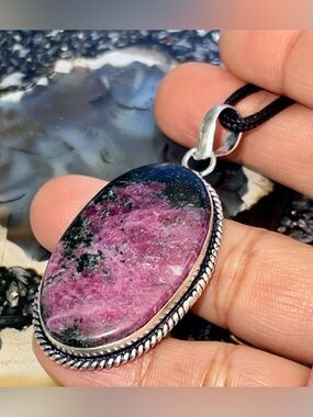 Ruby Zoisite Crystal Pendant 2 1/4”